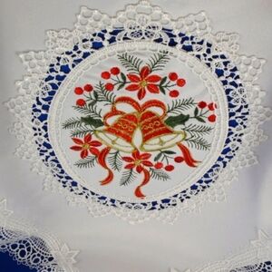 Christmas Tablecloth WINTER RED BELLS (36x36) NEW